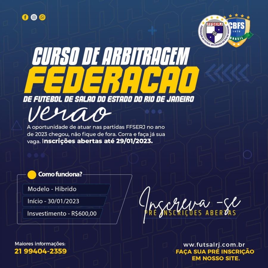 Curso a Distância de ARBITRAGEM - FORMAÇÃO DE ÁRBITROS DE FUTEBOL